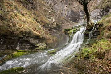 Salto de agua en un día de invierno.