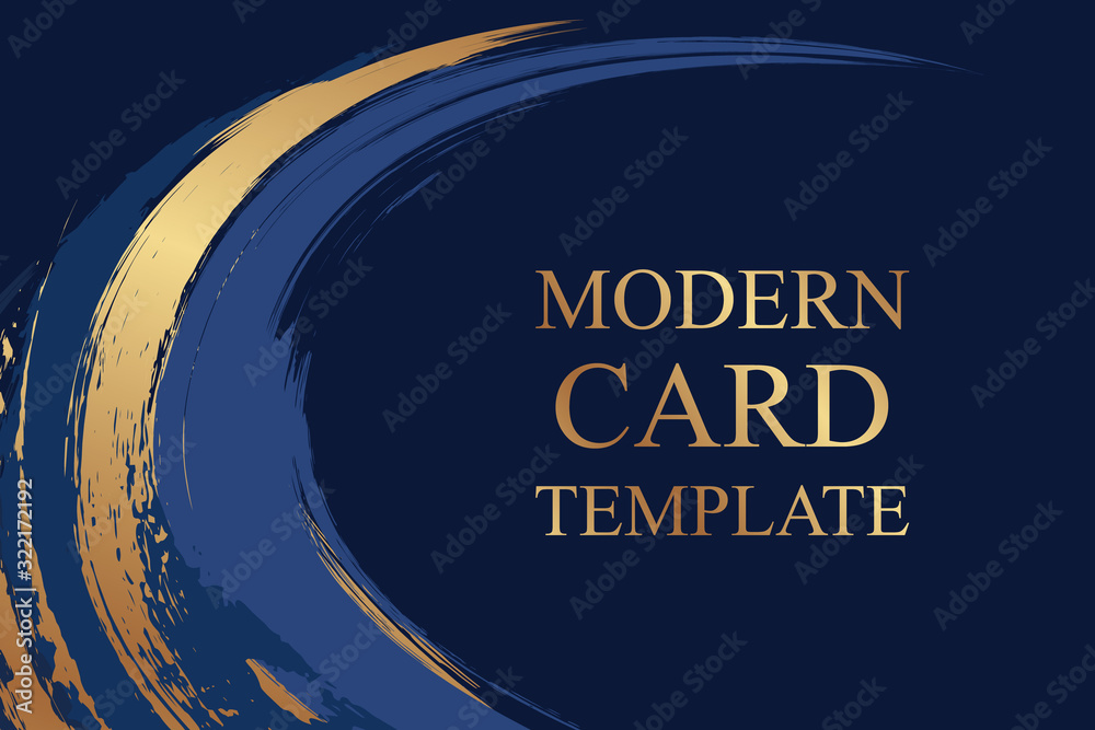 Wall mural modern grunge luxury card template for business or presentation or greeting with golden paint brush 