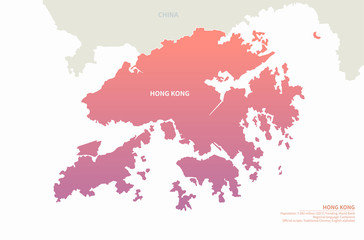 graphic vector map of hong kong. asia country map. hk map.