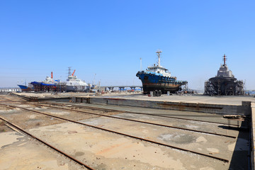 Ship pit in a shipyard