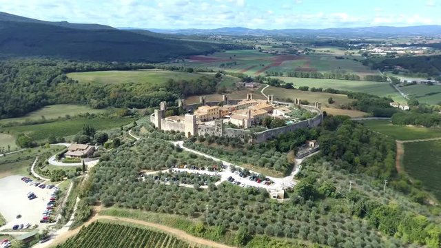 Aerial Shot of Monteriggioni - Medieval Town in Tuscany