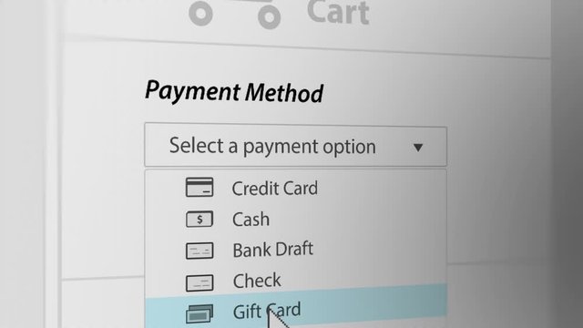 Mouse Cursor Choosing Gift Card Payment Method For Web-Shopping