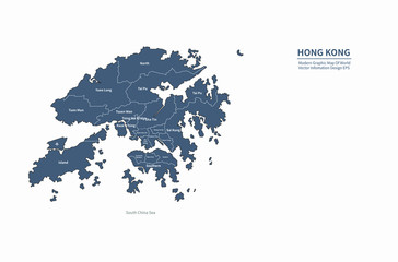graphic vector map of hong kong. asia country map. hk map.