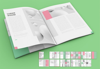 Magazine Layout with Pink and Mint Green Accents