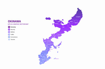 graphic vector map of japan map. okinawa map. hokkaido map.