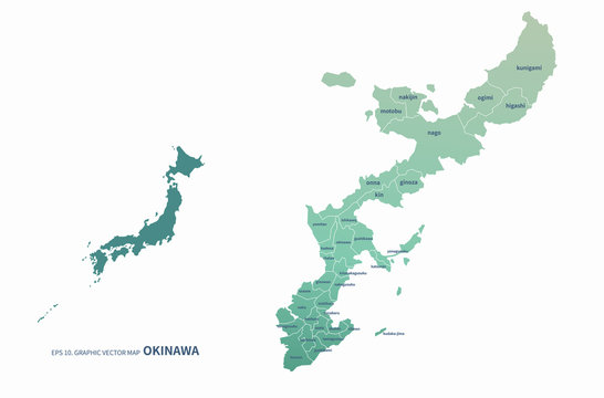 graphic vector map of japan map. okinawa map. hokkaido map.