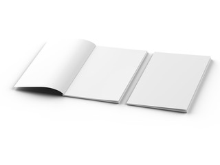 Magazine with open cover. Vertical A4 format. 3d illustration.