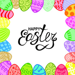 Easter card with greeting text and decorative eggs