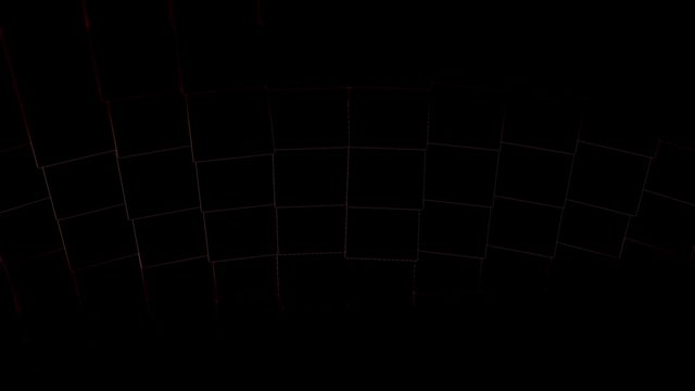 Beautiful moving glowing signals going through black gridded surface.