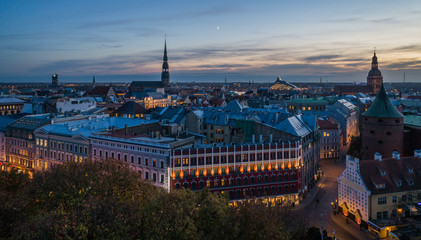 Naklejka premium Beautiful aerial panorama view of Riga city skyline, Latvia