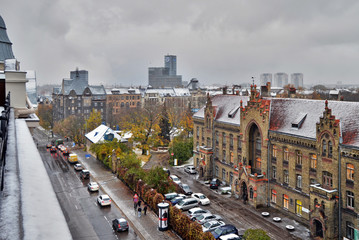 Beautiful aerial panorama view of Riga city skyline, Latvia