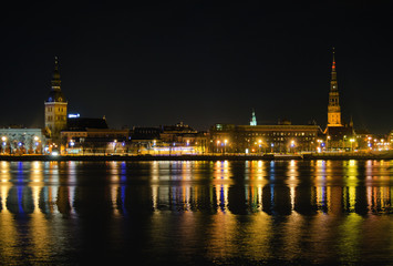 Obraz premium Beautiful aerial panorama view of Riga city skyline, Latvia