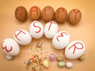 Decorated fresh eggs for Easter