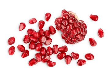 Pomegranate pieces isolated on white background with clipping path and full depth of field. Top...