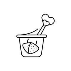 Yogurt, strawberries, spoon, heart icon. Simple line, outline vector elements of breakfast with love icons for ui and ux, website or mobile application