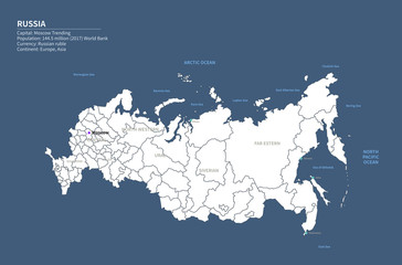 russia map. vector of siberian train railway map. russian railway graphic map.