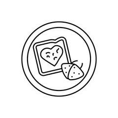 Toast, jam, heart, strawberries, breakfast icon. Simple line, outline vector elements of breakfast with love icons for ui and ux, website or mobile application