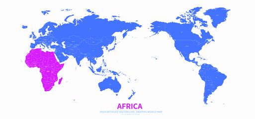 Fototapeta na wymiar world map. detailed line vector world map. continental world map with white background.