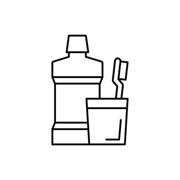 recommend clip art: Toothbrush, mouthwash icon. Simple line, outline vector bathroom icons for ui and ux, website or mobile application