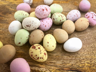 Colorful decorated chocolate eggs