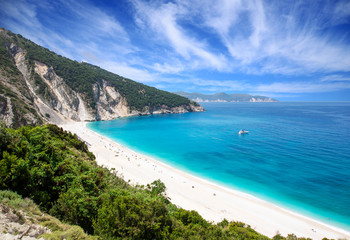 Famous beach Mirtos on Kefalonia island in Greece