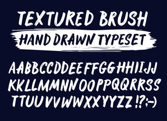 Hand drawn textured brush strokes vector letters set.