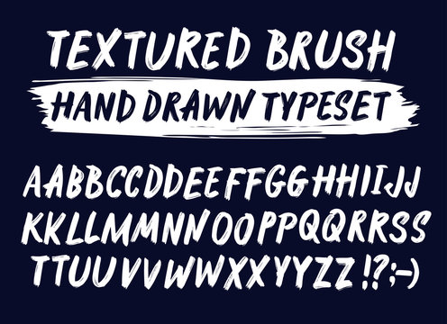 Hand drawn textured brush strokes vector letters set.