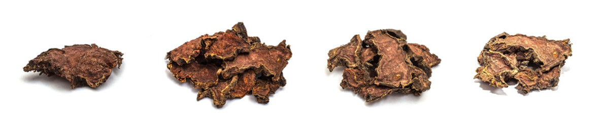 Dry root of Rhodiola rosea on a white isolated background