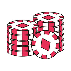 casino pile chips with diamonds isolated icon