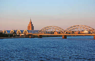 Obraz premium Beautiful aerial panorama view of Riga city skyline, Latvia