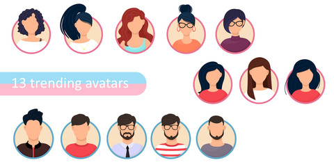 Fototapeta premium Avatar profile icon set including male and female. Vector