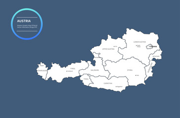 graphic vector map of austria. europe country map. austria map.