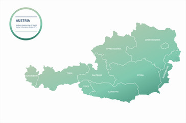 graphic vector map of austria. europe country map. austria map.