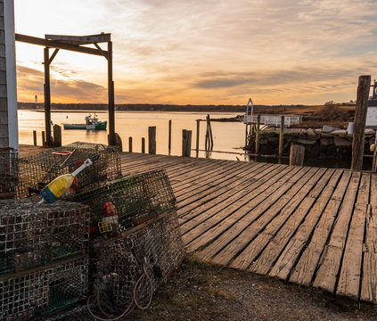 Sunset At Biddeford Pool Harbor - Biddeford, Maine.