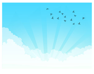 Vector images, cloudy sky background, grassland