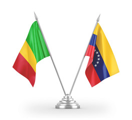 Venezuela and Mali table flags isolated on white 3D rendering