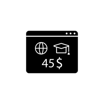 Website online education 45 doolar icon. Simple online study icons for ui and ux website or mobile application