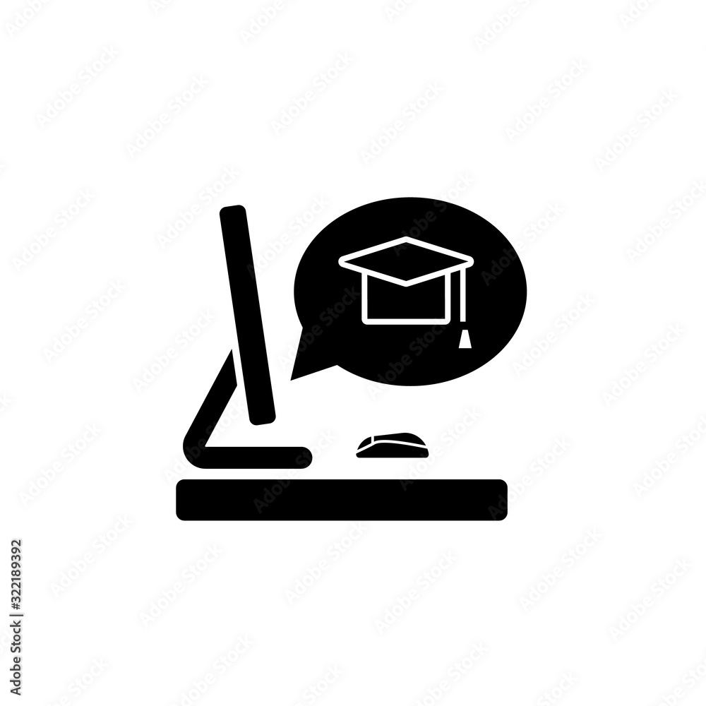 Poster computer pc mouse graduation icon. simple online study icons for ui and ux website or mobile applica