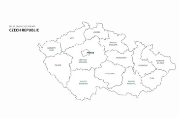 graphic vector map of czech republic. czech map in europe country.
