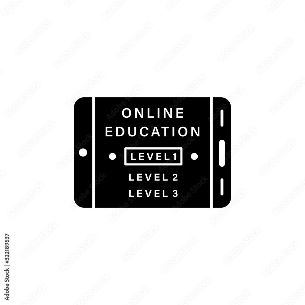 Poster tablet levels program icon. simple online study icons for ui and ux website or mobile application