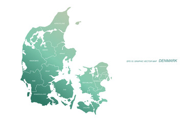 graphic vector of denmark map. europe country map.