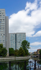 Obraz na płótnie Canvas Facade of a prefabricated public housing building in Berlin, Germany