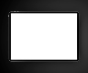 Realistic digital drawing pad isolated on dark background with white blank screen for your content