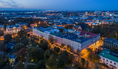 Fototapeta premium Beautiful aerial panorama view of Riga city skyline, Latvia