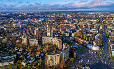 Obraz premium Beautiful aerial panorama view of Riga city skyline, Latvia
