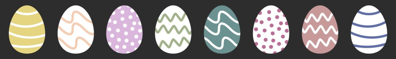 Easter Egg Icon Color Pastel | Painted Eggs Illustration | Happy Easter Hunt Symbol | Holiday Logo | April Spring Sign | Isolated | Variations