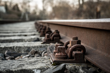 Makro Detail Aufnahme Bahnschiene