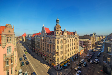 Fototapeta premium Beautiful aerial panorama view of Riga city skyline, Latvia