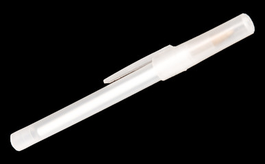 A white pen on a black background
