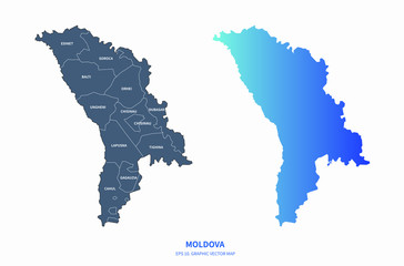 Fototapeta premium moldova map. graphic vector map of mildova. eu country.
